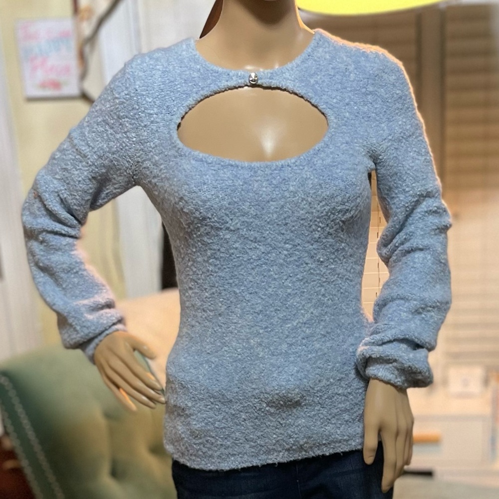 Vintage Victoria Secret Wardrobe Boucle fitted sweater, baby blue